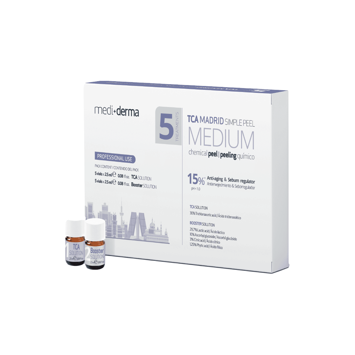 tca madrid simple peel medium 5 vials of 2,5 ml, tca 30% tca madrid simple peel medium 5 vials of 2,5 ml, tca 30%